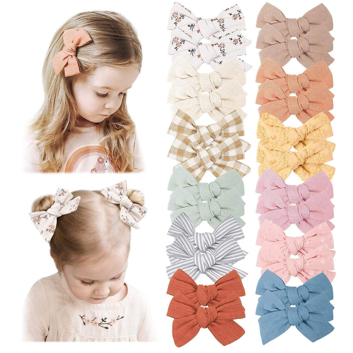 24 Pack Baby Hair Bows for Girls, Toddler Hair Clips in Paris