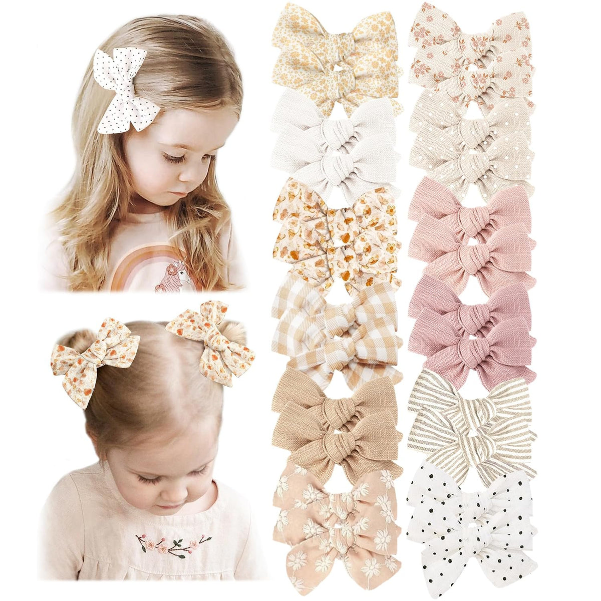 24 Pack Baby Hair Bows for Girls, Toddler Hair Clips in Paris