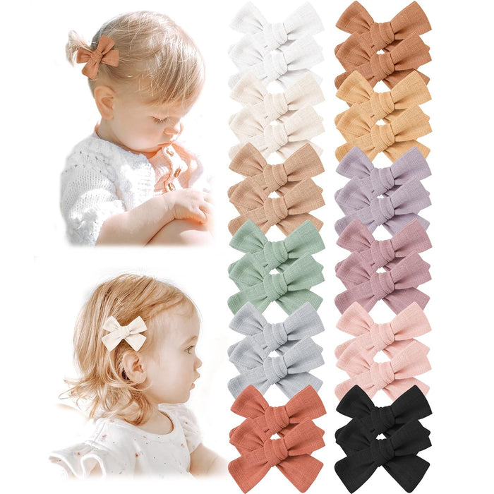 24 Pack Baby Hair Bows for Girls, Toddler Hair Clips in Paris