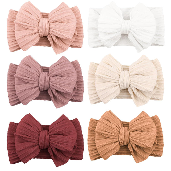 6 Pack Baby Girl Headbands with Bows, Soft Stretchy Nylon Bands