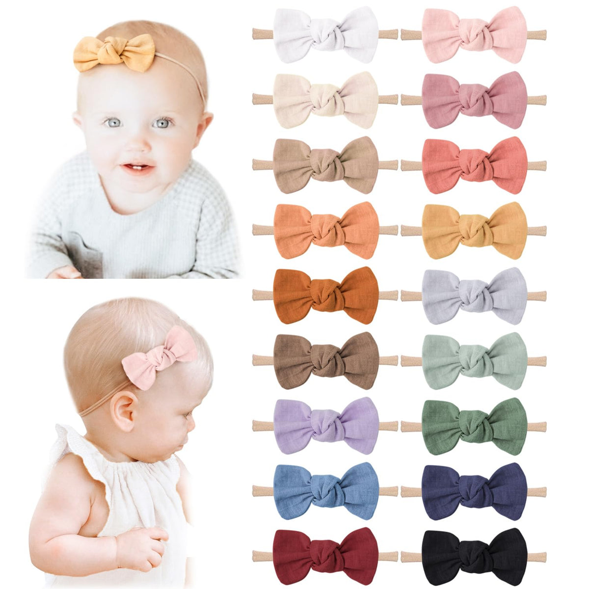 Baby Girl Bows and Headbands, Stretchy Nylon Hairbands Hair Bows
