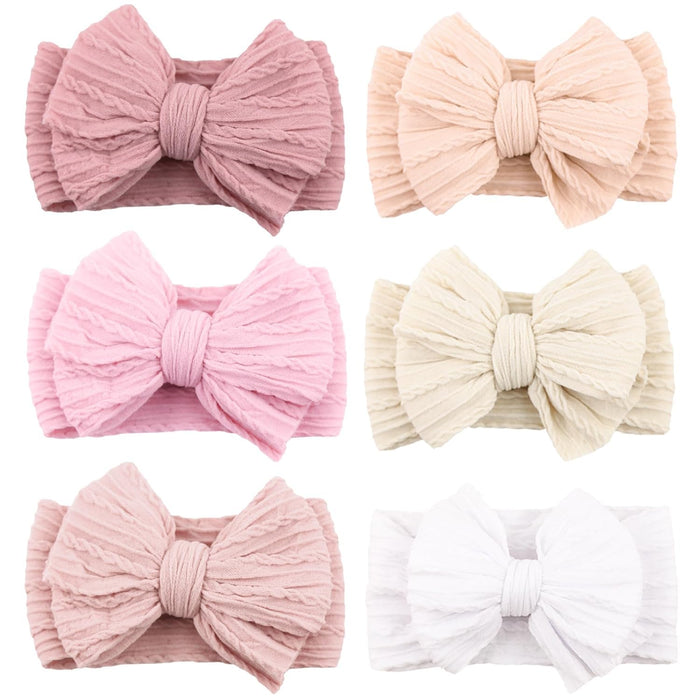 6 Pack Baby Girl Headbands with Bows, Soft Stretchy Nylon Bands