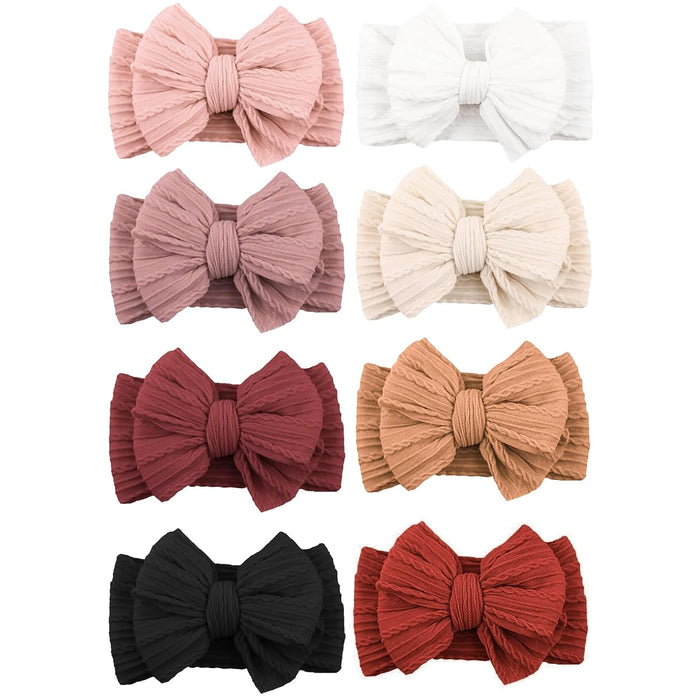 6 Pack Baby Girl Headbands with Bows, Soft Stretchy Nylon Bands