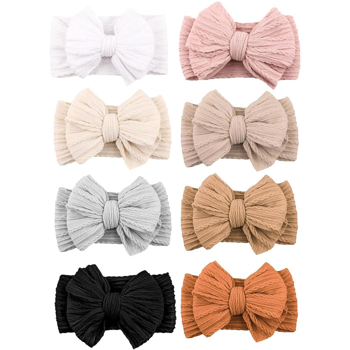 6 Pack Baby Girl Headbands with Bows, Soft Stretchy Nylon Bands