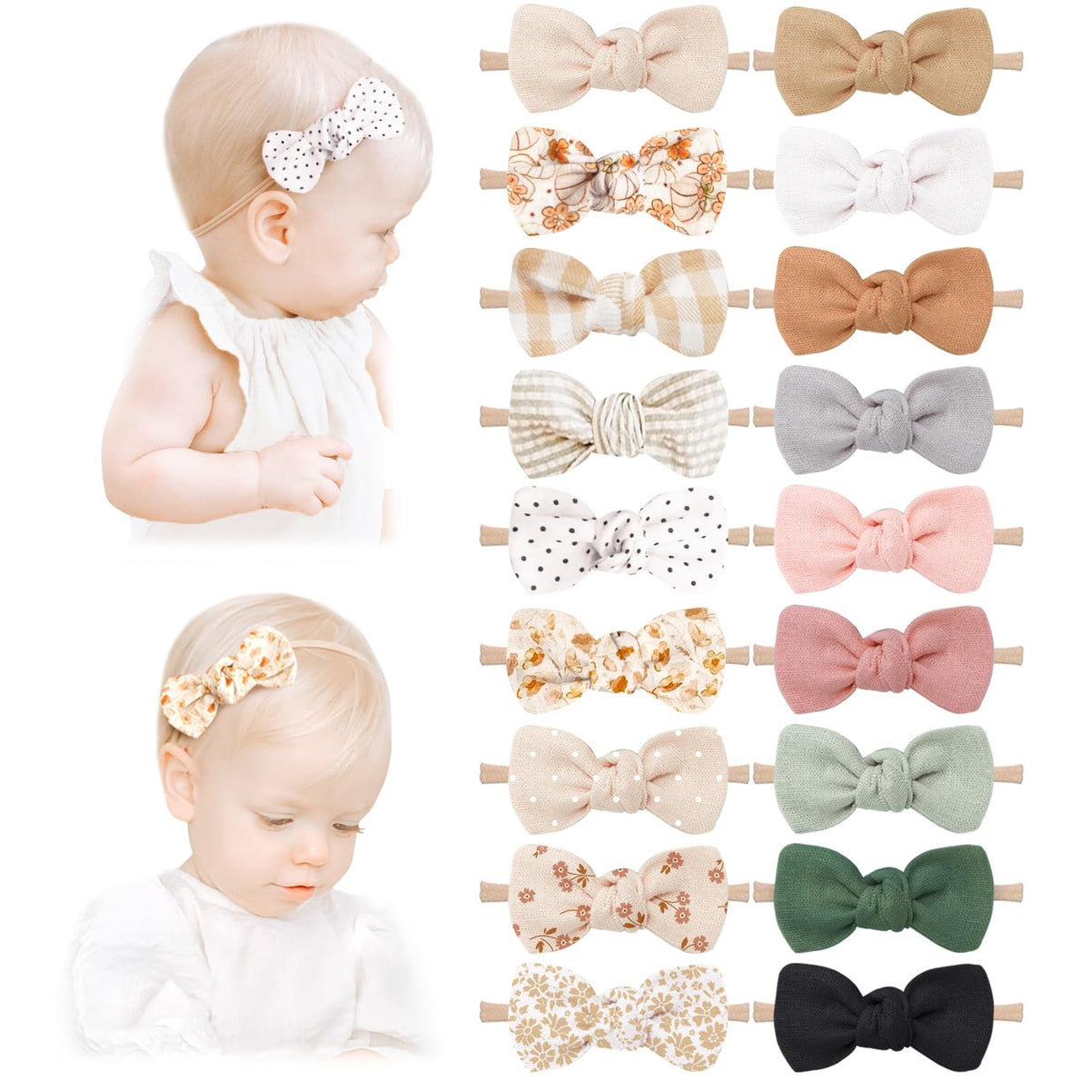 Baby Girl Bows and Headbands, Stretchy Nylon Hairbands Hair Bows