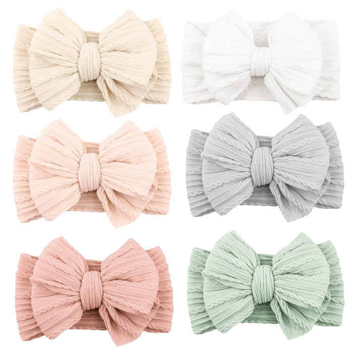 6 Pack Baby Girl Headbands with Bows, Soft Stretchy Nylon Bands
