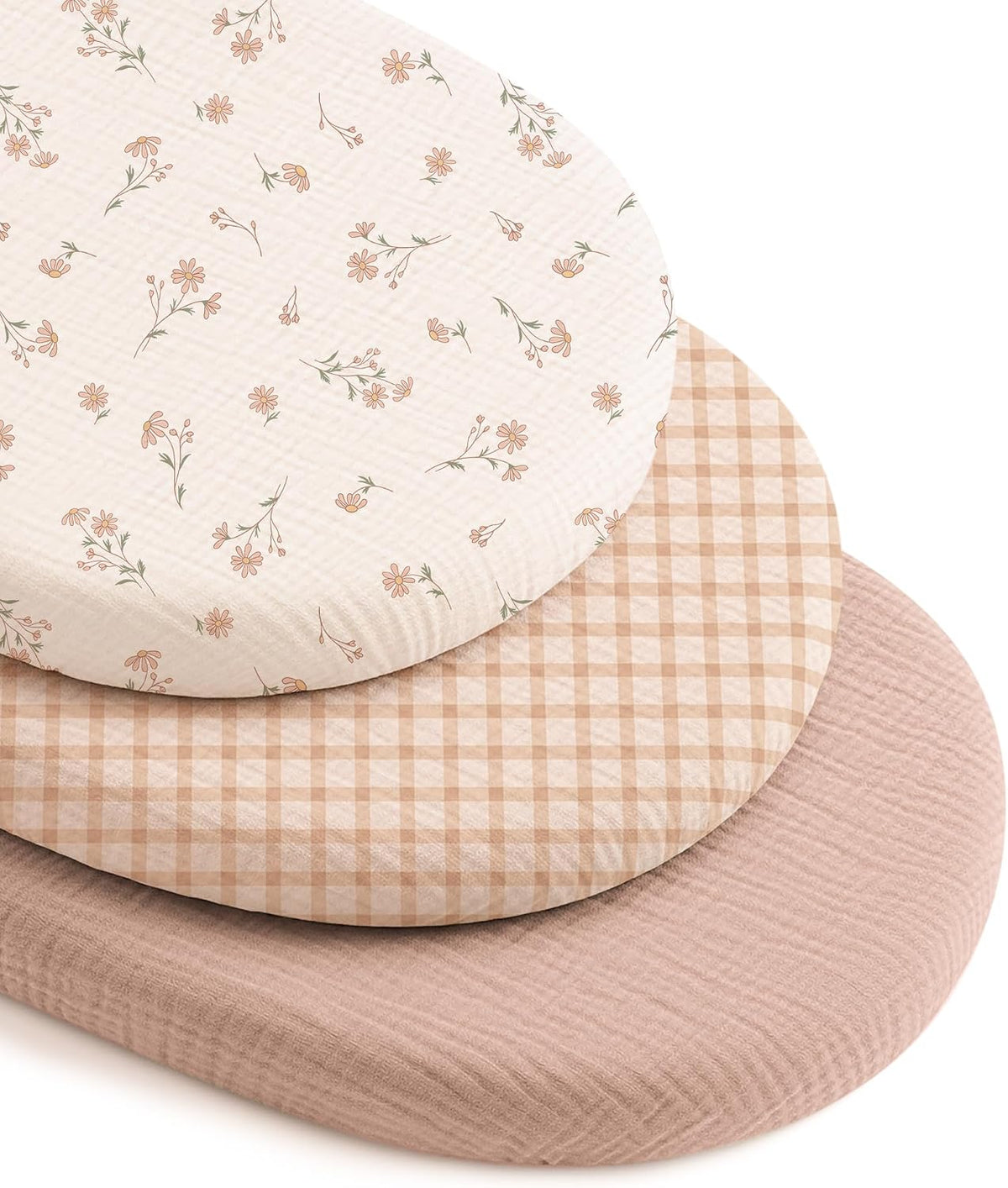 Muslin Bassinet Sheets 3-Pack for Hourglass Bassinets, 32" x 16"