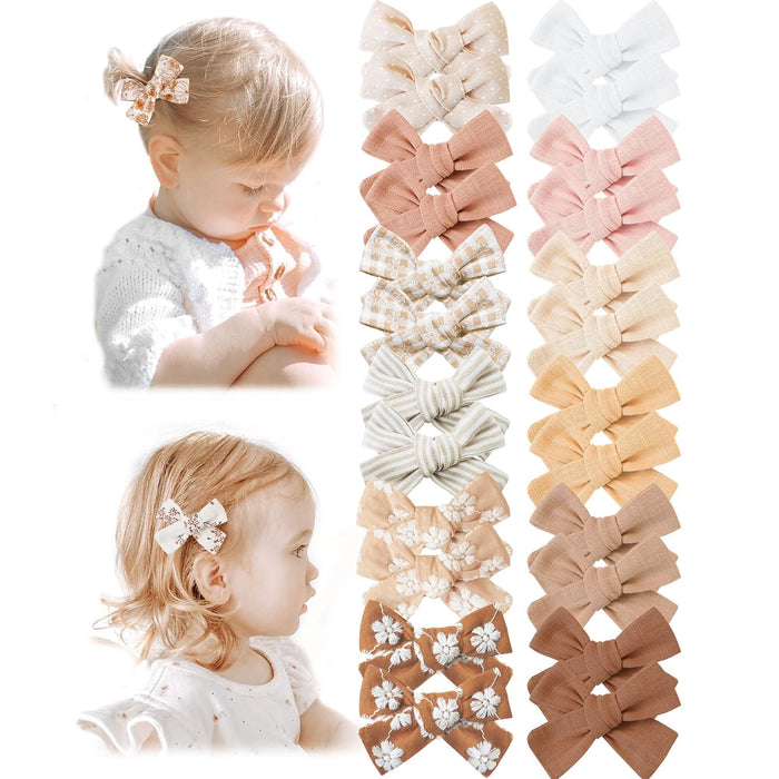 24 Pack Baby Hair Bows for Girls, Toddler Hair Clips in Paris