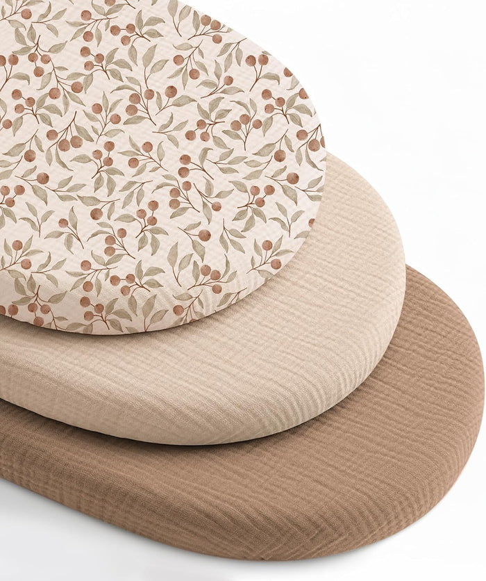 Muslin Bassinet Sheets 3-Pack for Hourglass Bassinets, 32" x 16"