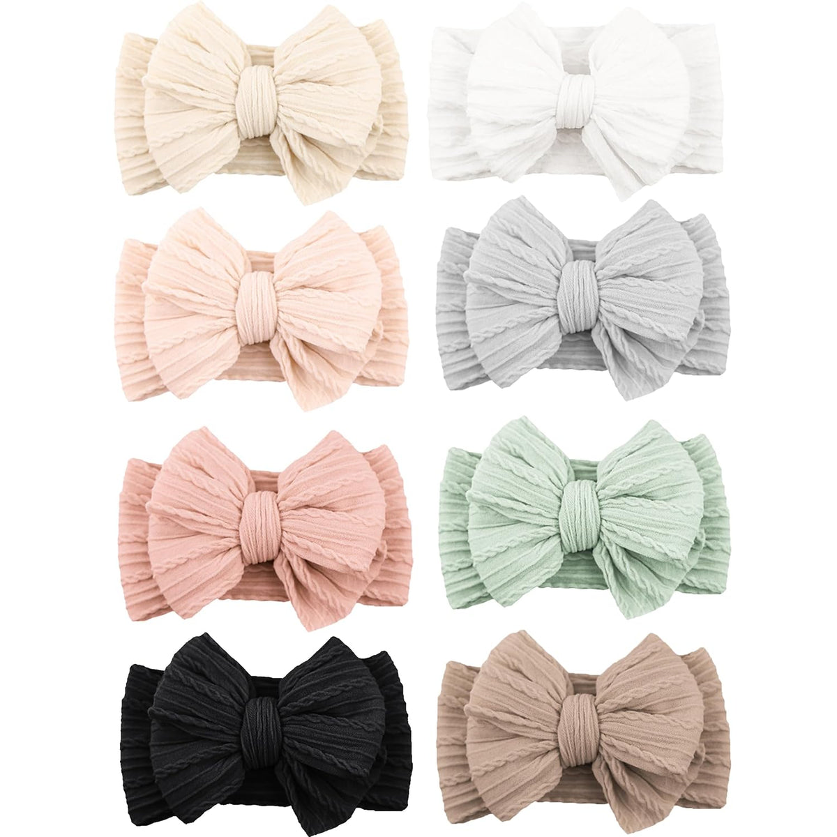 6 Pack Baby Girl Headbands with Bows, Soft Stretchy Nylon Bands