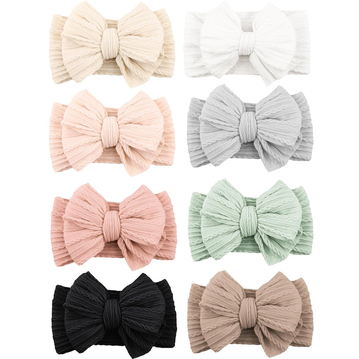 6 Pack Baby Girl Headbands with Bows, Soft Stretchy Nylon Bands