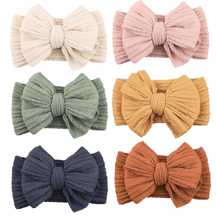 6 Pack Baby Girl Headbands with Bows, Soft Stretchy Nylon Bands
