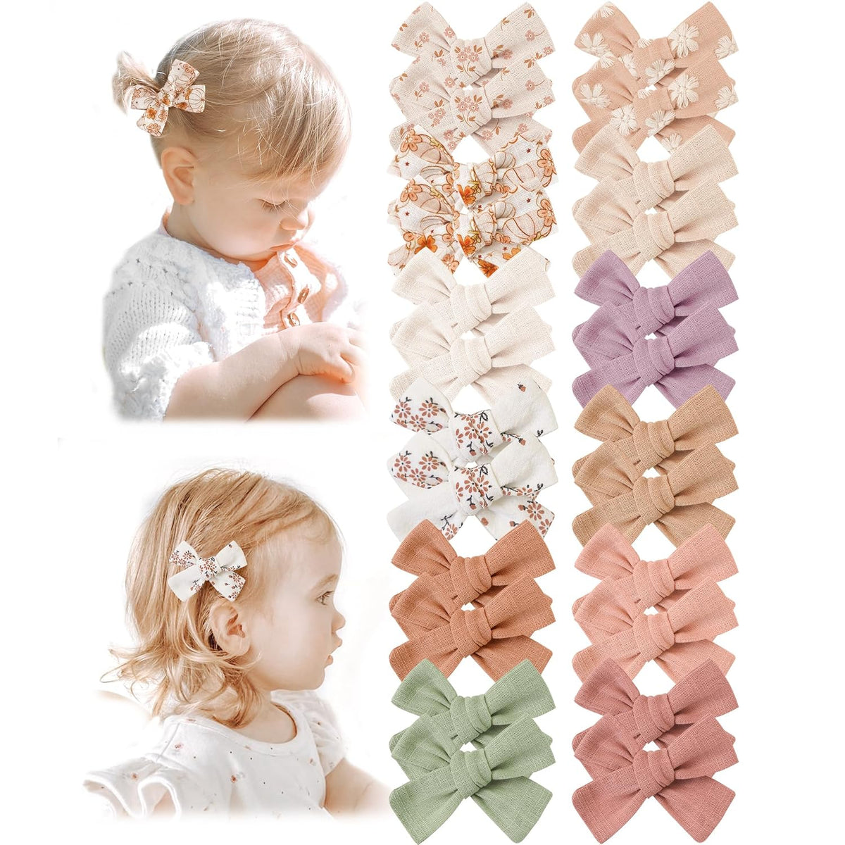 24 Pack Baby Hair Bows for Girls, Toddler Hair Clips in Paris