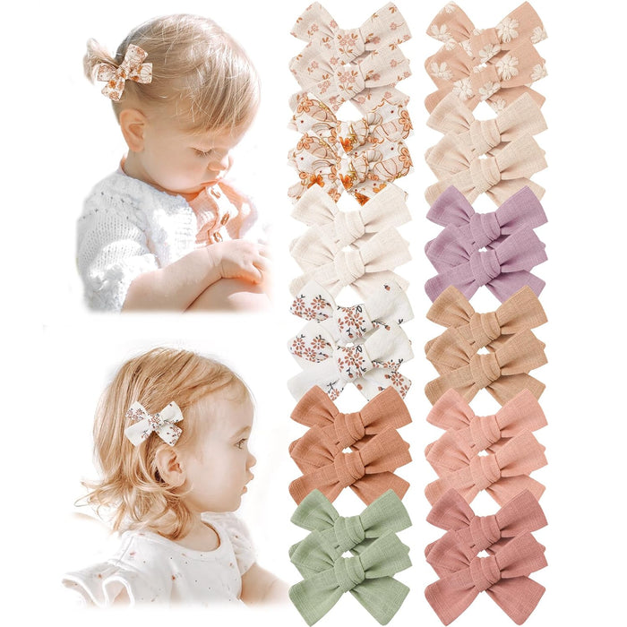 24 Pack Baby Hair Bows for Girls, Toddler Hair Clips in Paris