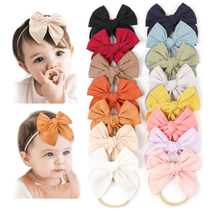 Baby Girl Bows and Headbands, Stretchy Nylon Hairbands Hair Bows