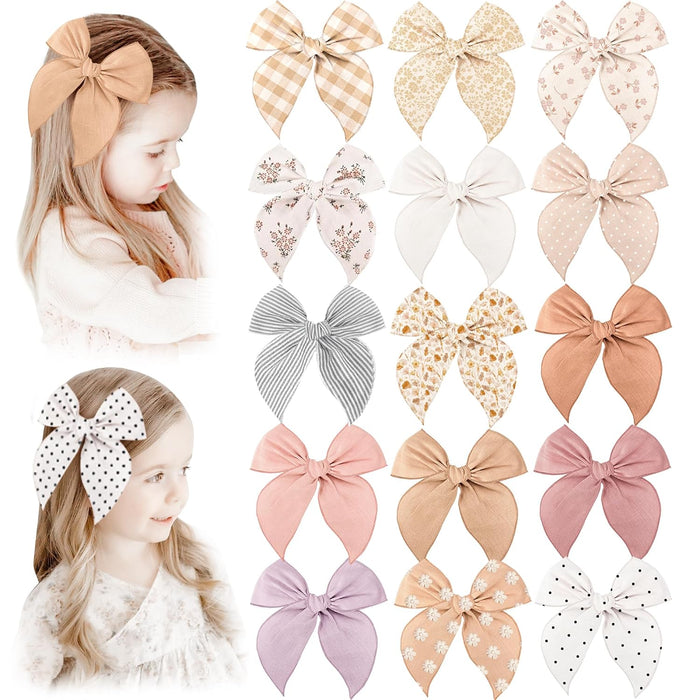Big Hair Bows for Girls, Cotton Linen Alligator Clips, 5.5" Bows